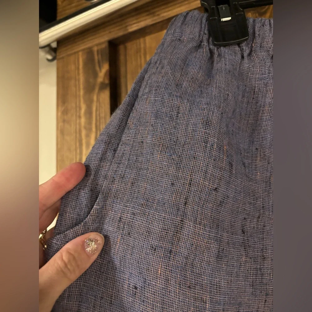 FLAX Linen Gaucho Wide Leg Pants Cropped Large - Picture 3 of 5